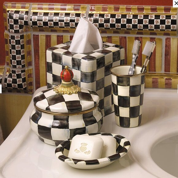 FINAL SALE: McKenzie-Childs Courtly Check Boutique Tissue Box Cover (#1) - Picture 5 of 5